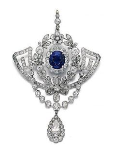 Lab Ceylon Blue Sapphire Brooch 925 Sterling Silver Highend Auction Jewelry CZ Bijoux Fil Aluminium, Pendant Brooch, Edwardian Jewelry, Diamond Brooch, Cz Jewelry, Deco Jewelry, Fabulous Jewelry, Victorian Jewelry, Art Deco Jewelry