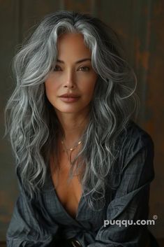 gray-hair-color-5 Asian Grey Hair, Professional Long Hair, Grey Hair Young, Anthropologie Lookbook, Grey Hair And Glasses, Hair Color Guide, Grey Blonde Hair, Gray Hair Color, Grey Curly Hair