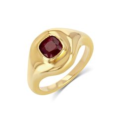 RUBY RIPPLE SIGNET RING | STARLING JEWELRY Starling Jewelry, Soft Edges, Gem Shop, Starling, Flower Charm, The Ring, Birthstone Ring, Signet Ring, Bezel Setting