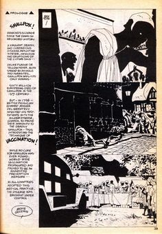 an old comic book page with black and white illustrations on the front, in which people are