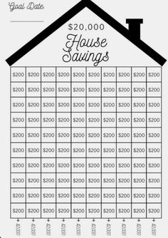 a house savings chart with the words $ 20, 000 in front of it