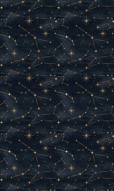 the stars in the night sky are all drawn on paper with gold foil and black background