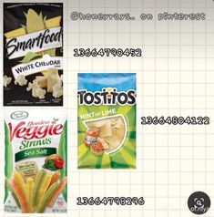 four different types of snacks are shown in this screen shot