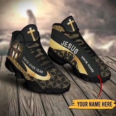 Faith Over Fear Personalized Gold Basketball Shoes For Jesus Lovers, Christian Basketball Shoes, Basketball Shoes 2024 – Excoolent The JD13 Shoes are the epitome of modern footwear innovation. Crafted with precision and style, they offer a perfect blend of comfort and aesthetics. The sleek design is complemented by advanced cushioning technology, providing unparalleled support for... Christian Basketball, Christian Shoes, Hypebeast Shoes, Gold Basketball Shoes, Jordan 13 Shoes, Jesus Faith, Jesus Cross, Shoes Air, Shoes Custom