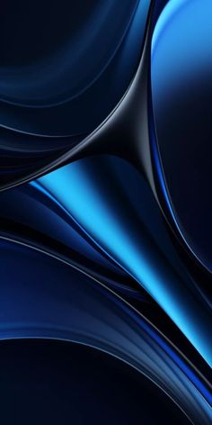 an abstract blue and black background with wavy lines in the shape of curved curves on top of each other