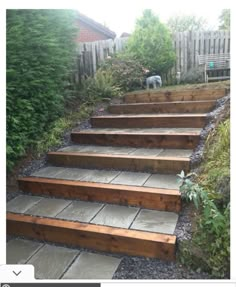 wooden steps leading up to the back yard