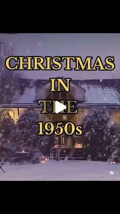 christmas in the 1950s with snow falling