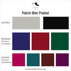 the color scheme for palettes in different colors