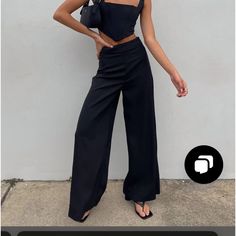 Nwt (Never Worn) -Great Formal Pants -Super Comfortable/Soft Material Casual Black Pantsuit For Night Out, Solid High Waist Pants For Going Out, Solid Trousers For Going Out, Wide Leg Solid Color Pantsuit For Night Out, Wide Leg Pantsuit For Night Out, Summer High Waist Black Pantsuit, Casual High Waist Pantsuit For Party, Summer High-waisted Black Pantsuit, Summer Black High-waist Pantsuit