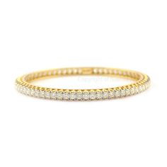 "Single line Earth Mined Diamond Tennis Bangle Bracelet/ 18K Gold Bangle Bracelet/ Certified Genuine Diamond Bracelet/ Bridal Jewelry  ≫ Features * Items Code: SGBN00099-37987  * Metal: 18K Solid Gold (14K also available - Additional fees may apply) * More options in gold color: Rose gold, Yellow gold, White gold * High-Quality Earth Mined Diamond * Diamond: 100% Genuine Diamond * Diamond Wt.: 6.96 Ct. * Diamond Color: G-H * Diamond Clarity: S2-SI1 * Diamonds Cut: Brilliant Cut (Excellent Cut) * Yellow Gold Flexible Bangle Bracelet, Flexible Yellow Gold Bangle Bracelets, Flexible Gold Bracelet In Fine Jewelry Style, Yellow Gold Tennis Bangle Bracelet, Flexible Yellow Gold Tennis Bracelet, Fine Jewelry Flexible Bangle Bracelets, Flexible Bangle Bracelet In Fine Jewelry Style, Flexible Bangle Bracelet Fine Jewelry, Flexible Bangle Bracelets In Fine Jewelry Style