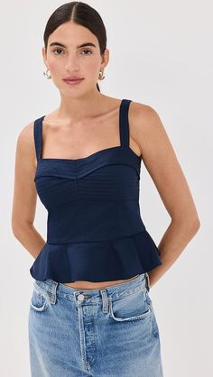 Veronica Beard Carnegie Top | Shopbop Square Neck Cotton Tops With Ruffles, Blue Ruffled Square Neck Top, Rails Clothing, College Fits, Breezy Dress, Boulder Colorado, Peplum Hem, Veronica Beard, Women's Wardrobe