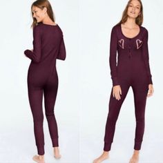 Victoria's Secret Pink Plum Onesie Sleep Jumpsuit Pjs Women's Size Medium Plum Purple Color With Red And White Candy Cane Heart Designs.Brand New With Tags Button Down Henley Neckline. Cuffed Sleeves. Banded Bottom / Jogger Style Leg Opening. 100% Cotton Size Medium No Trades Feel Free To Ask Any Questions Fitted Purple Sleepwear For Pajama Party, Fitted Purple Bodysuit For Loungewear, Fitted Jumpsuits And Rompers For Pajama Party, Fitted Purple Jumpsuits And Rompers For Loungewear, Purple Stretch Sleepwear, Stretch Purple Sleepwear For Loungewear, Stretch Purple Sleepwear For Lounging, Purple Stretch Jumpsuits And Rompers For Loungewear, Purple Jumpsuits And Rompers For Loungewear