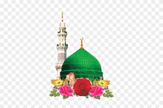 a green dome with flowers on it and a white building in the background png