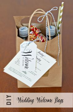 wedding welcome bags with candy in them