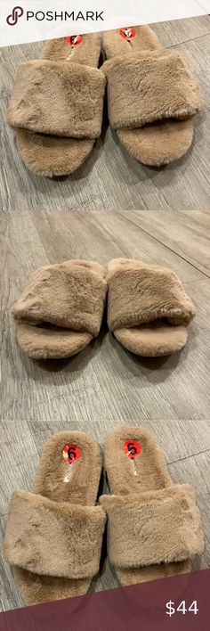 Vionic Slippers 6 Vionic Dream Faux Fur Tan Slide On Slippers NWOT Slide On, Faux Fur, Slides, Fashion Home Decor, Fashion Home