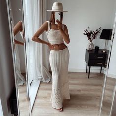 Spring Break Dress, Beach Party Outfits, Crochet Beach Dress, Effortlessly Chic Outfits, Skirt And Top Set, Causual Outfits, Crochet Skirt, Clothing Essentials, Set Outfit