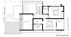 the floor plan for a small house with two levels and three rooms on each level