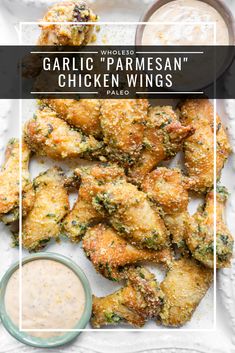 garlic parmesan chicken wings with dipping sauce