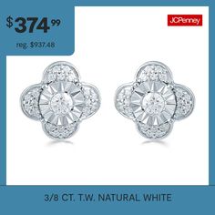 Features: Quick ShipDiamond Clarity: I3Earring Back: PostSetting: NickShape: FlowerStone Cut: RoundDiamond Color: I-JMetal Color: WhiteEarring Length: 10.6mmEarring Width: 10.6mmRounded Carat Weight: 3/8 Ct. T.w.Care: Wipe CleanStone Type: 42 Natural DiamondAuthenticity: Natural DiamondBirthstone: April BirthstoneEarrings Style: Stud EarringsMetal: Sterling SilverCountry of Origin: Imported Classic White Flower Shape Cluster Earrings, Classic White Flower-shaped Cluster Earrings, White Diamond Flower-shaped Earrings For Anniversary, Classic Diamond White Flower Earrings, White Diamond Flower Earrings For Anniversary, White Prong Set Flower Earrings For Formal Occasions, White Flower-shaped Diamond Cluster Earrings, Formal White Flower Earrings With Prong Setting, White Flower Earrings With Prong Setting For Formal Occasions