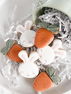 carrots and bunnies decorated to look like rabbits