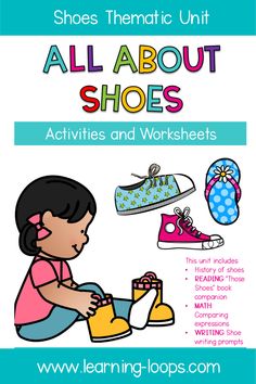 Study about shoes through these shoe themed activities and worksheets for primary grades. These shoe theme activites and worksheets will spice up your unit. shoe theme unit, shoe theme activities, shoe theme worksheets, shoe theme writing prompts, shoe theme reading strategies, shoe theme math activities, all about shoes. Shoes Worksheet, Theme Writing, Math Expressions, Writing Genres, Elementary Curriculum, Procedural Writing, Reading Themes, Theme Activities, Homeschool Elementary