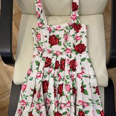 Lightly Worn Betsey Johnson Rose Print Dress Midi Length, Sundress Us Size 6 Shipping Paid By Buyer Rose Print Dress, Betsey Johnson Dresses, Dress Midi, Rose Dress, Midi Length Dress, Rose Print, Betsey Johnson, Midi Length, Sundress