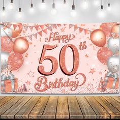 PRICES MAY VARY. Cloth LARGE SIZE - 72 x 44 INCH | LUXURIOUS HAPPY BIRTHDAY BANNER : A alluring pink happy birthday banner backdrop quoting " Happy 50th Birthday" featured with Silver and Rose Gold elements, printed with glittering balloons ,Confetti, Gifts that adds the beauty and make it noticeable leaving a deep impression on guests with 50 years banner Rose Gold party decorations. These 50th birthday backdrop for women perfect for pink happy birthday decorations. REUSABLE | WATER RESISTANCE 50th Birthday Banner, Birthday Decorations For Women, Gold Birthday Decorations, Happy 12th Birthday, Rose Gold Party Decor, Birthday Decorations For Men, Boy Birthday Decorations, Happy 13th Birthday, Pink Happy Birthday