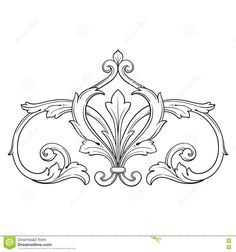 an ornate design with scrolls and leaves on a white background stock photo - image 3497