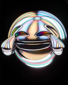 an image of a smiley face made out of holographics on a black background