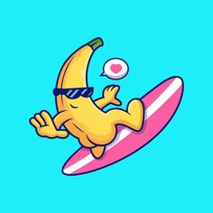 Banana legal jogando desenho animado de ... | Premium Vector #Freepik #vector #surfista #surfista-desenho #prancha-surf #praia Cute Pose, Pop Art Drawing, Kawaii Illustration, Graffiti Characters, Mini Drawings