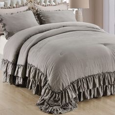 PRICES MAY VARY. 【Ultra Soft Material】Masaca shabby boho chic bedding comforter king size is with latest stone washed process craft,ultra softer touch feeling than other similar items.Comfy and fluffy for all seasons. 【Farmhouse Ruffle Style】With 2-layer ruffle hems and solid grey bedding color, this grey ruffled king comforter set will help you build an elegant house that full of vintage farmhouse looking.Perfect gifts for women/girls. 【Expert Craftsmanship】Exquisite stitching makes Masaca shab Taupe Bedding, Boho Chic Bedding, Ruffle Comforter, French Country Bedding, Fluffy Comforter, King Size Comforter Sets, Grey Comforter, King Size Comforters, Bedding Comforter