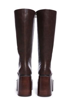 Delia's PU Knee High Platform Boots - Dark Brown – Dolls Kill High Platform Boots, Knee High Platform Boots, Brown Knee High Boots, Fashion Shoes Heels, Birthday Fits, Vintage Soul, Fresh Shoes, Chunky Platform, Brown Shoe