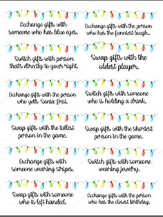 printable christmas gift tags with lights and sayings for the wording on them