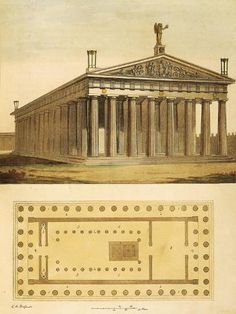 an architectural plan and elevation drawing of the parthen house