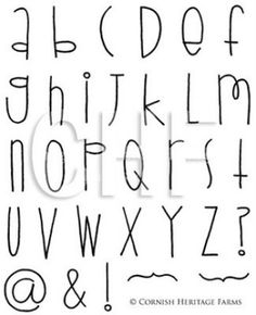 the alphabet and numbers are drawn in black ink