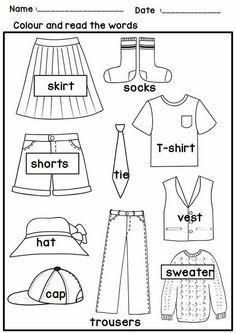 worksheet with clothes and words for children to learn the english word in their own language