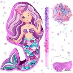 an image of a little mermaid with her hair in the shape of a wig and wand