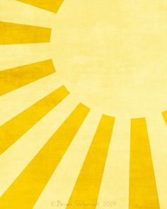 a yellow and white background with the sun in the center, as if it were an abstract painting