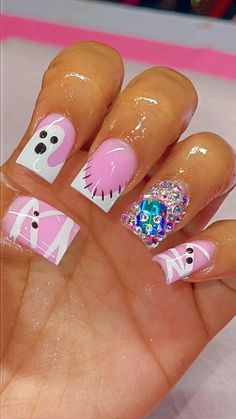 Short Halloween Nails Acrylic, Nails Short Halloween, Art Designs Ideas, Acrylic Nail Set, Drip Nails, Vibrant Nails, Work Nails