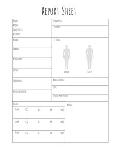 the report sheet is shown in black and white, with an image of a man's body