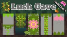 an image of lush cave with flowers and plants in the background text reads, flush cave