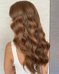 Ginger Highlights In Brown Hair, Golden Bronze Hair, Carmel Brown Hair, Auburn Brown Hair, Ponytail Weave, Carmel Hair Color, Bombshell Hair, Carmel Brown