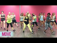 a group of people in a dance class with the words move written on their chests