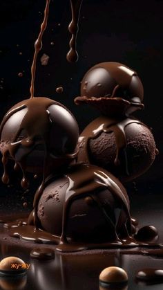 chocolate melting on top of each other in the dark