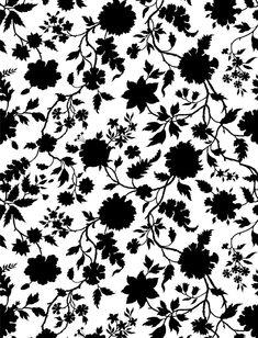 a black and white floral pattern with leaves