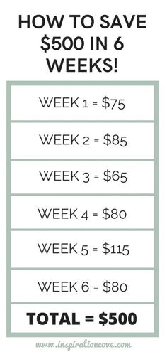 a sign that says how to save $ 500 in 6 weeks week 2 - $ 3,