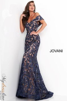 Looking for a show-stopping evening gown? Check out Jovani 02912! This gorgeous dress features an off-the-shoulder neckline with intricate lace detailing. It's sure to turn heads at your next big event! Ring Cuts, Formal Evening Wear, Lace Evening Gowns, Trumpet Dress, Jovani Dresses, Unique Prom Dresses, Evening Dresses For Weddings, Lace Evening Dresses, Pageant Dresses