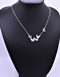 Silver Chain For Girls Neck, Sterling Silver Butterfly Necklace With Clavicle Chain, Delicate Silver Butterfly Necklace With Clavicle Chain, Elegant Silver Jewelry With Butterfly Print, Silver Butterfly Necklace With Clavicle Chain, Neck Chain Design, Butterfly Jewelry Necklace, Dragon Goddess, Frozen Shoes