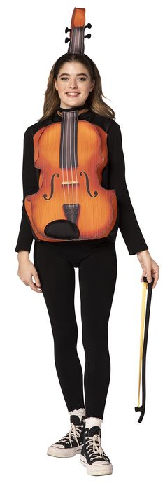 PRICES MAY VARY. DON'T STRING THEM ALONG: Don't string them along, but instead string their hearts in this adorable Violin Costume! It's for the music lover in you. INCLUDES SOUND CHIP: This costume includes a tunic with a sound chip, a headpiece and a stick shaped as a bow. It is printed on the front only. FIT & CARE: This costume is a one size and fits most adults. You can care for your new costume by simply spot cleaning with cold water only. Do not wash, bleach, dry clean or iron. Easy wear Crazy Costumes, Pinterest Ads, A Stick, Music Lover, Shirt And Pants, Adult Costumes, Halloween Outfits, Easy Wear, Things To Buy