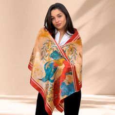 A handmade silk scarf in red and beige colors, that is made from 100% pure silk in the village of silk in Europe, is named Soufli. The weave of the scarf comes with 12mm thickness. It is finished by hand by experienced workers in our region with dimensions of 50x180 and weight of 45gr. It is a product made from thread that is produced by the silkworm, which feeds only on berry leaves, and its care belongs in natural products, not artificial. Thereafter, it is washed by hand with liquid soap, it dries in a shadowy place and it is ironed damp with a hot iron. It can be worn around the neck, giving a colored tone in each outfit. Because of the pure silk, it is friendly on skin, while keeping you warm in the winter and cooling you down in the summer. It stands out because it brings out colours Silk Shawl Scarf, Red Silk Pashmina Shawl, Bohemian Style Silk Scarf For Gift, Traditional Silk Shawl Scarf As Gift, Handmade Silk Shawl Scarf, Traditional Silk Shawl Scarf For Gift, Traditional Red Scarves For Gifts, Traditional Red Scarves As Gift, Bohemian Silk Scarves For Gifts